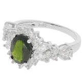 Sterling Silver Semi Mount Ring Setting Oval OV 9x7mm Halo White Topaz N0541 - Syzjewelry